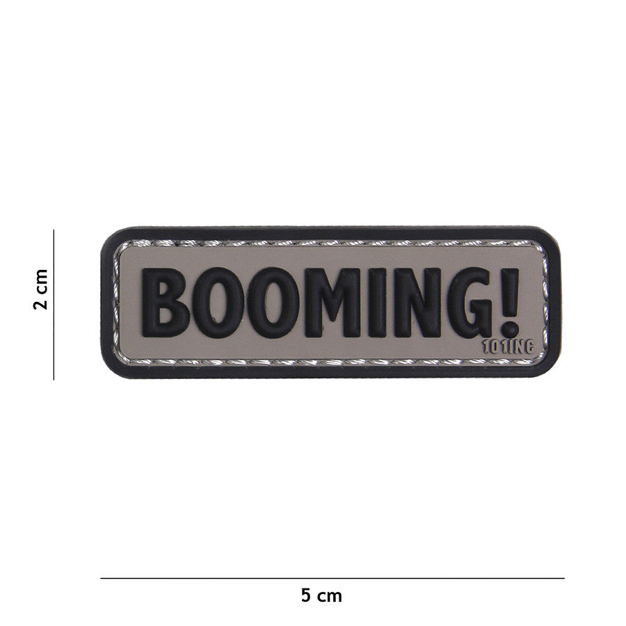 Embleem 3D PVC Booming! Gri/Negru - Afirmă-ți Prezența Tactică