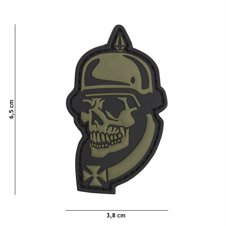 Embleem 3D PVC Craniu WW I Verde - Afirmă-ți Spiritul Războinic