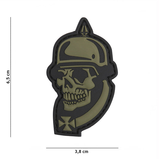 Embleem 3D PVC Craniu WW I Verde - Afirmă-ți Spiritul Războinic