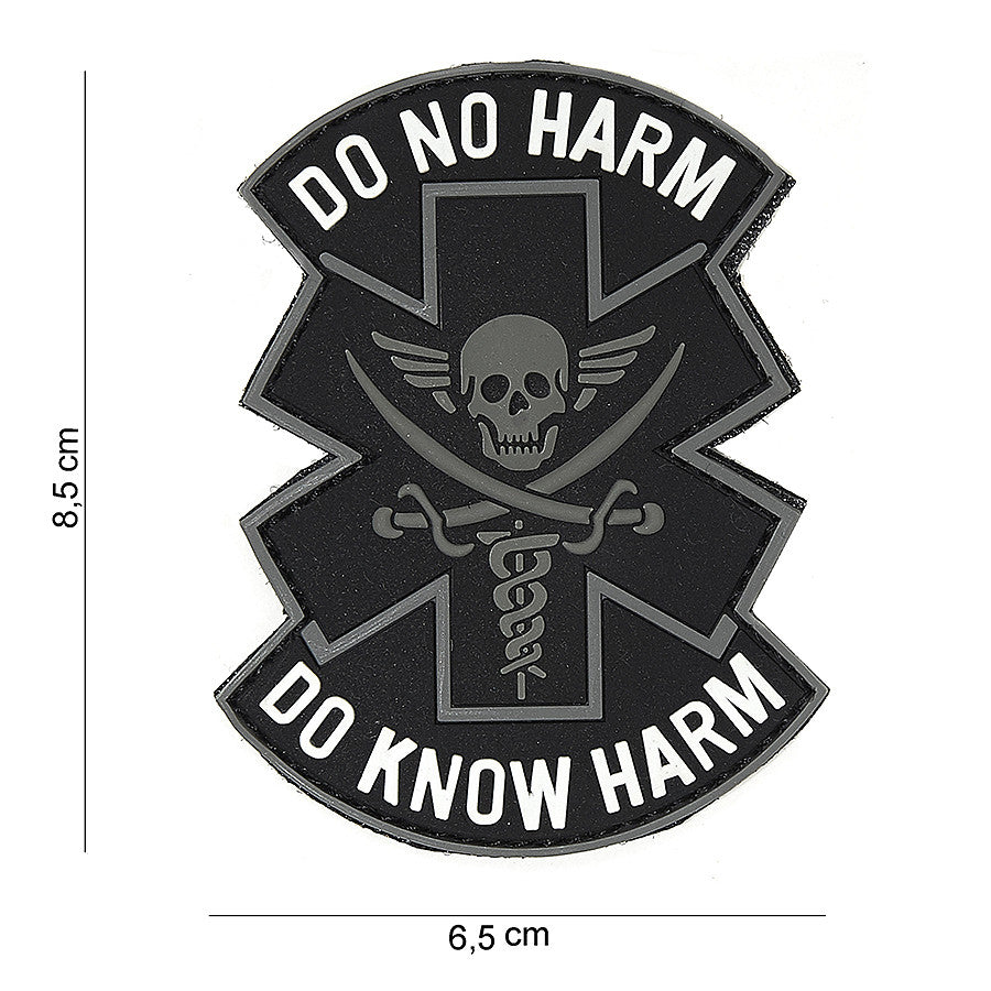 Embleem 3D PVC "Do no harm" Negru - Mesaj Clar, Aderență Sigură