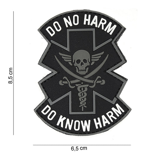 Embleem 3D PVC "Do no harm" Negru - Mesaj Clar, Aderență Sigură