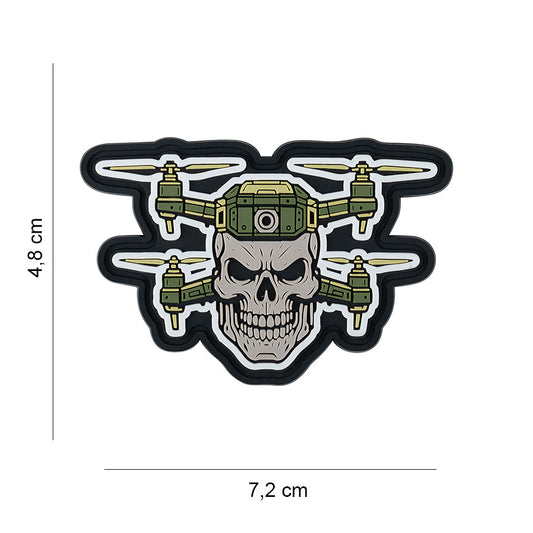 Embleem 3D PVC Double Drone Skull #8014 - Impune Respect, Afirmă Forța