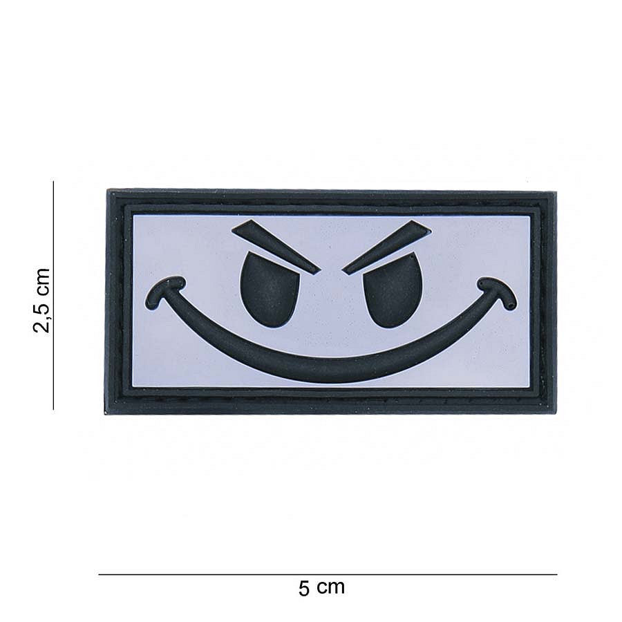 Embleem 3D PVC Evil smiley Alb - Afirmă-ți Atitudinea Tactică