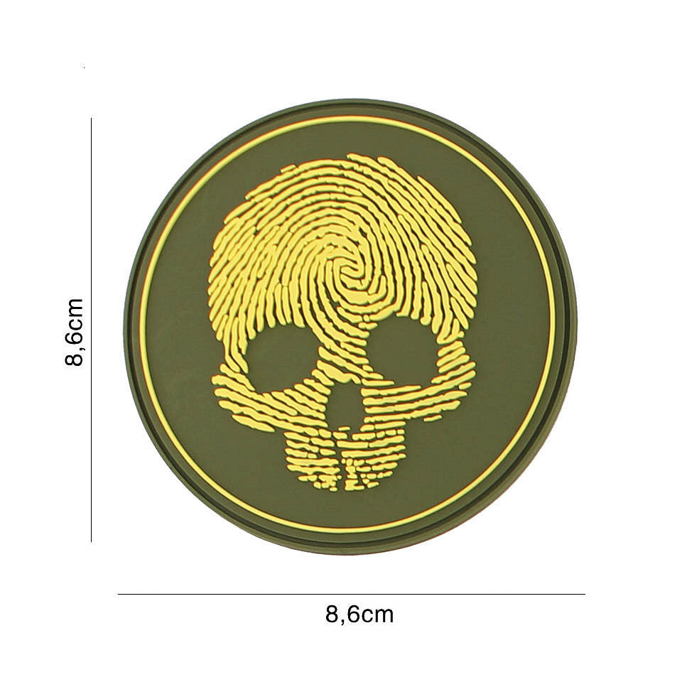 Embleem 3D PVC Fingerprint Skull Geel #5118 - Afirmă-ți Identitatea
