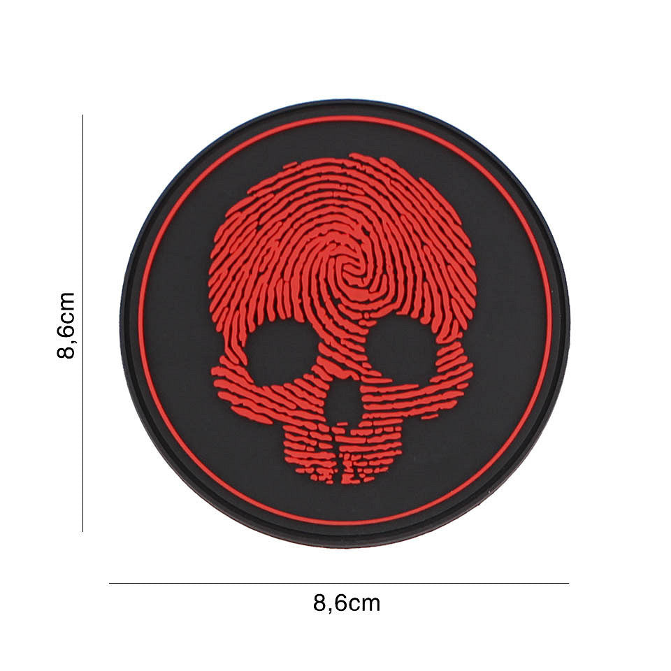 Embleem 3D PVC Fingerprint Skull Roșu - Afirmă-ți Stilul Tactic