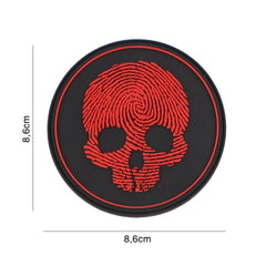 Embleem 3D PVC Fingerprint Skull Roșu - Afirmă-ți Stilul Tactic
