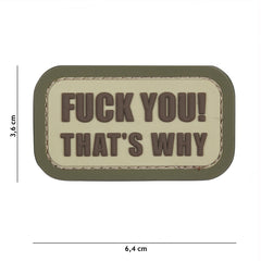 Embleem 3D PVC Fuck you that's why Coyote - Atitudine Directă