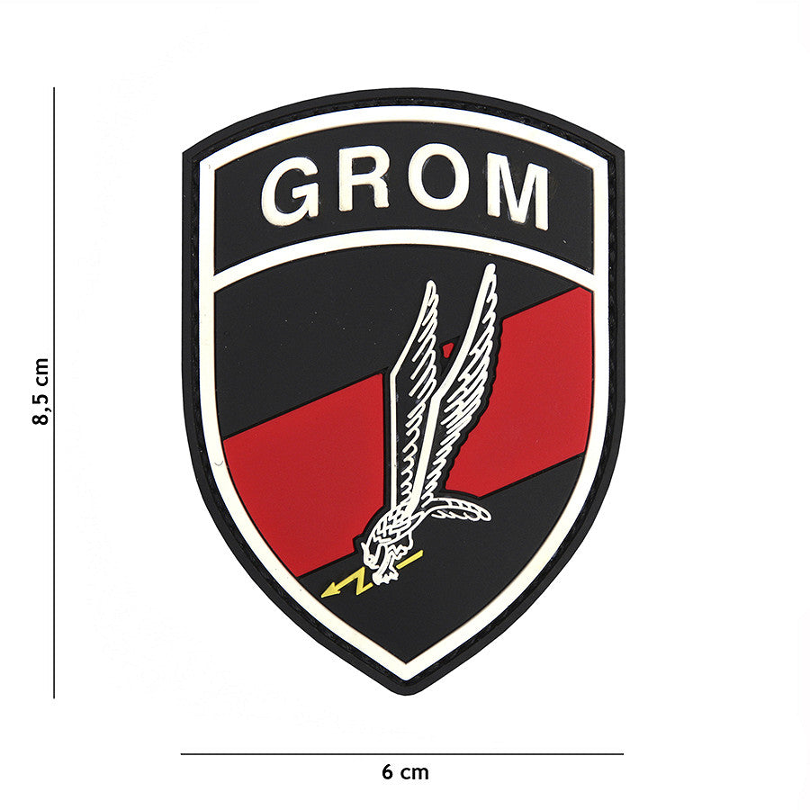 Embleem 3D PVC GROM Negru/Roșu - Exprimă-ți Identitatea Tactică