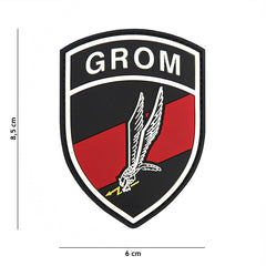 Embleem 3D PVC GROM Negru/Roșu - Exprimă-ți Identitatea Tactică