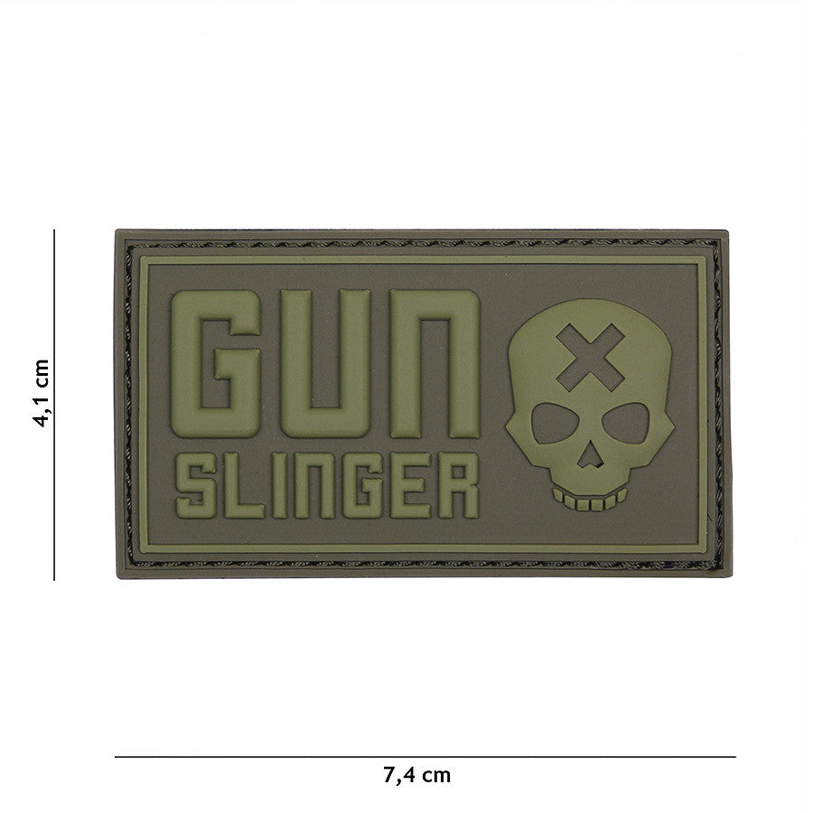 Embleem 3D PVC Gun slinger skull Verde - Marjează-ți Stilul Tactic