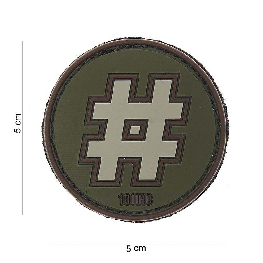 Embleem 3D PVC Hashtag groen #10094 - Personalizează-ți Echipamentul Tactic