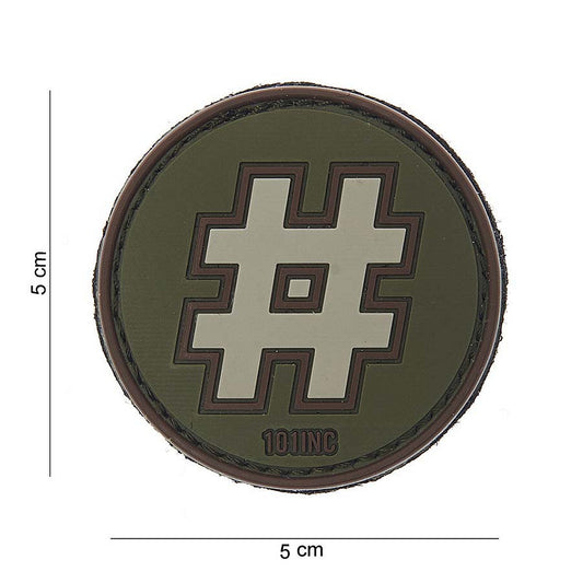 Embleem 3D PVC Hashtag groen #10094 - Personalizează-ți Echipamentul Tactic
