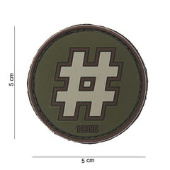 Embleem 3D PVC Hashtag groen #10094 - Personalizează-ți Echipamentul Tactic