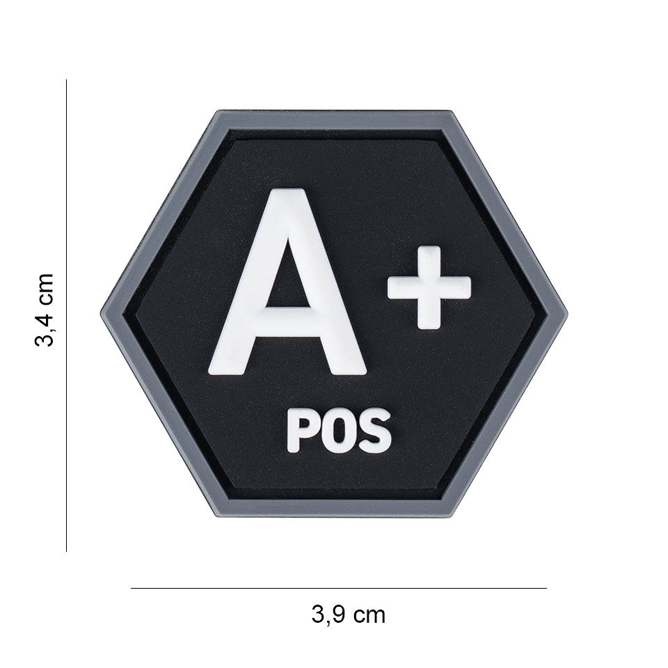 Embleem 3D PVC Hexagon Sânge A+ Pozitiv - Identificare Rapidă Vitală