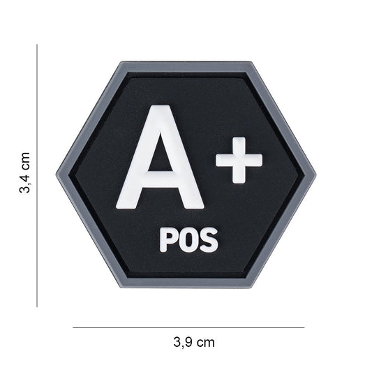 Embleem 3D PVC Hexagon Sânge A+ Pozitiv - Identificare Rapidă Vitală