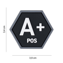 Embleem 3D PVC Hexagon Sânge A+ Pozitiv - Identificare Rapidă Vitală