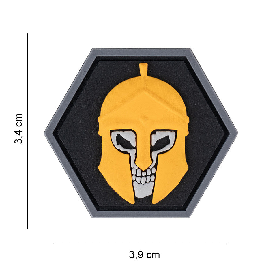 Embleem 3D PVC Hexagon skull spartaan #8056 - Simbolul Tău de Neînvins