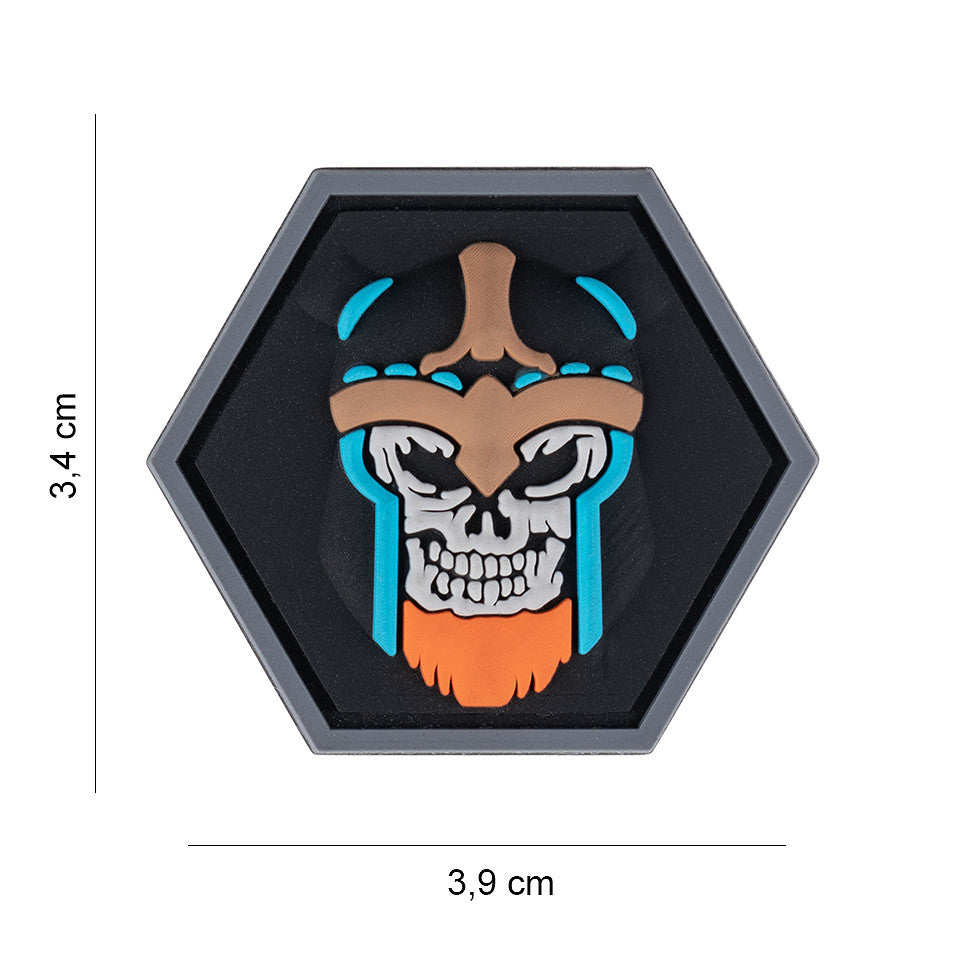 Embleem 3D PVC Hexagon Skull Viking - Afirmă-ți Spiritul Războinic