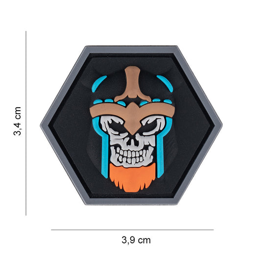 Embleem 3D PVC Hexagon Skull Viking - Afirmă-ți Spiritul Războinic