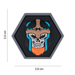 Embleem 3D PVC Hexagon Skull Viking - Afirmă-ți Spiritul Războinic