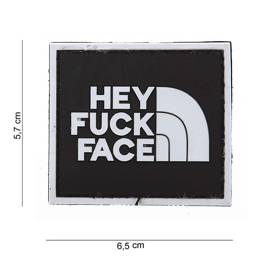 Embleem 3D PVC Hey Fuck Face #12044 Negru - Declarație Fără Compromis