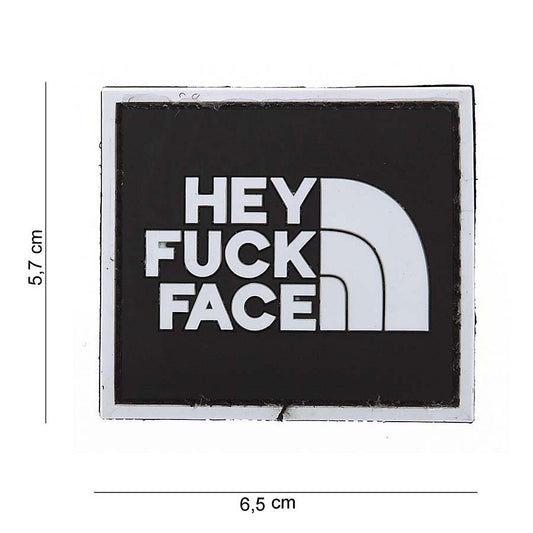 Embleem 3D PVC Hey Fuck Face #12044 Negru - Declarație Fără Compromis