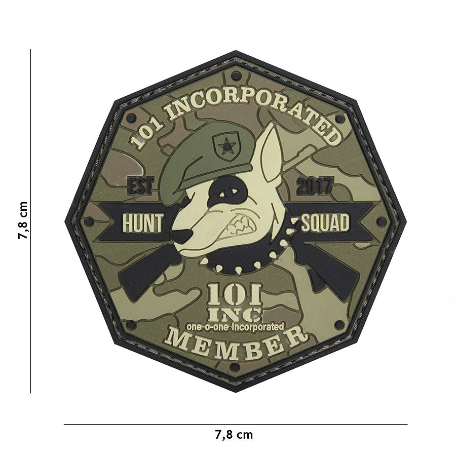 Embleem 3D PVC Hunt Squad Verde 101 INC - Afirmă-ți Identitatea Tactică