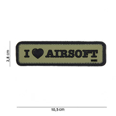 Embleem 3D PVC I love Airsoft #16071 Verde - Exprimă Pasiunea Ta