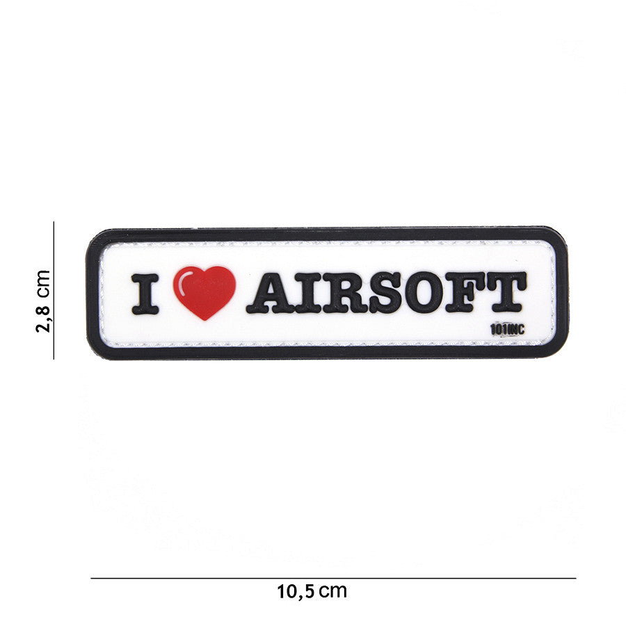 Embleem 3D PVC I love Airsoft Alb - Afirmă-ți Pasiunea!