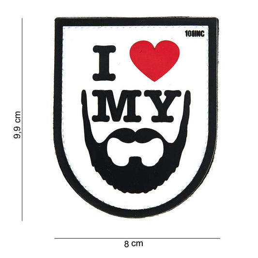 Embleem 3D PVC I love my beard Alb - Declară-ți Pasiunea cu Stil Tactic