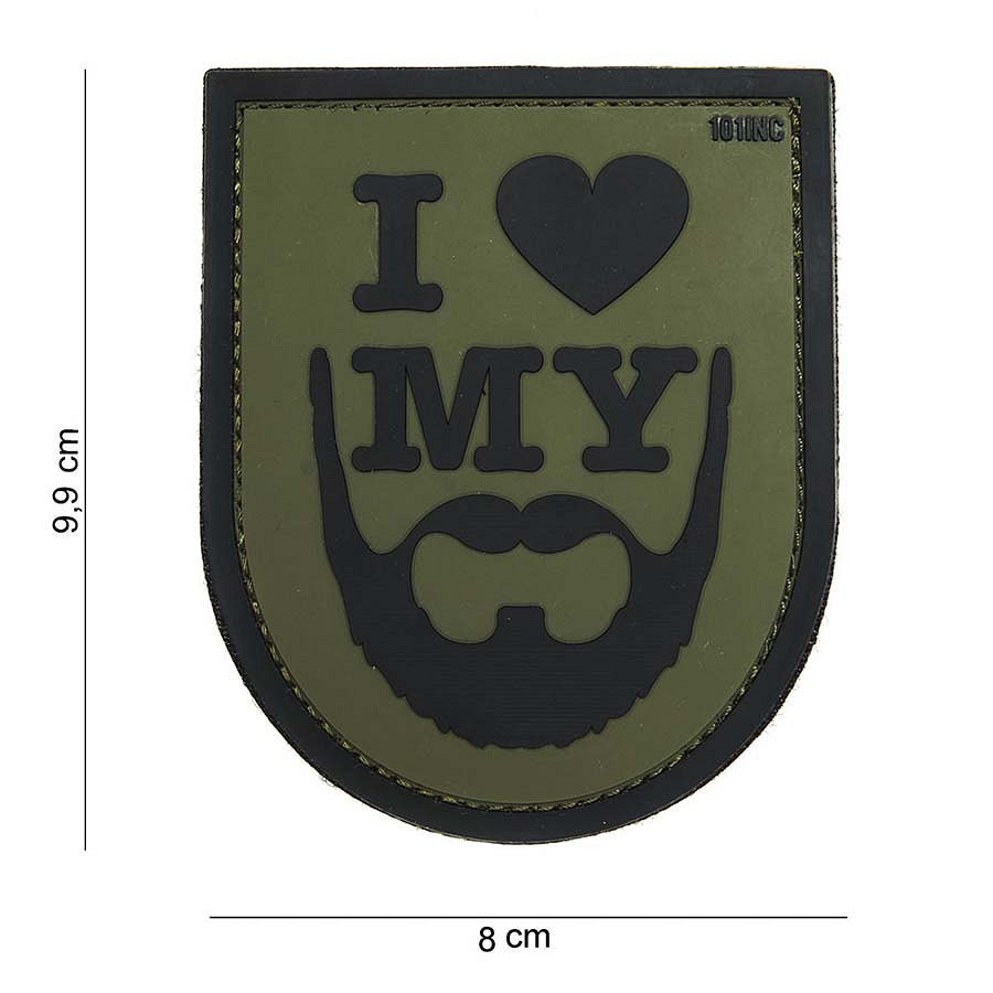 Embleem 3D PVC I love my beard Verde MIL-SPEC - Afirmă-ți Pasiunea cu Stil Tactic
