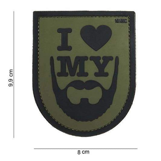 Embleem 3D PVC I love my beard Verde MIL-SPEC - Afirmă-ți Pasiunea cu Stil Tactic