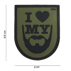 Embleem 3D PVC I love my beard Verde MIL-SPEC - Afirmă-ți Pasiunea cu Stil Tactic