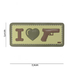 Embleem 3D PVC I Love my sidearm Coyote - Afirmă-ți Pasiunea Tactică