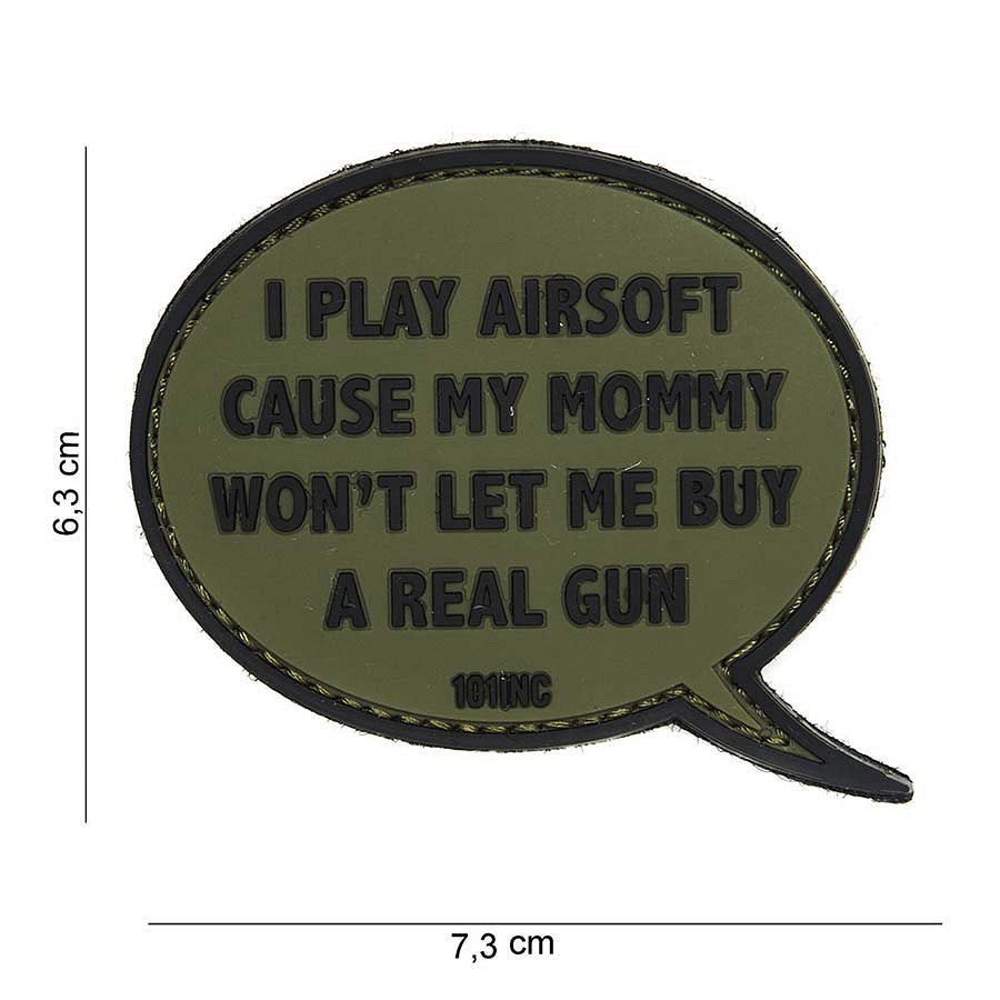 Embleem 3D PVC I play airsoft Verde - Afirmă-ți Pasiunea pe Teren