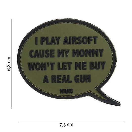 Embleem 3D PVC I play airsoft Verde - Afirmă-ți Pasiunea pe Teren