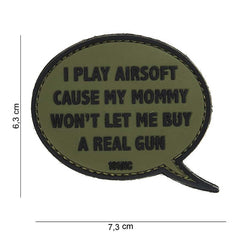 Embleem 3D PVC I play airsoft Verde - Afirmă-ți Pasiunea pe Teren