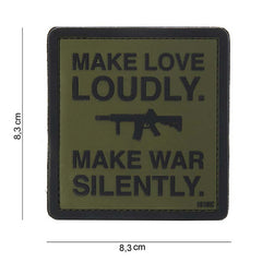 Embleem 3D PVC Make love loudly Verde - Mesaj Clar, Atitudine Ferma