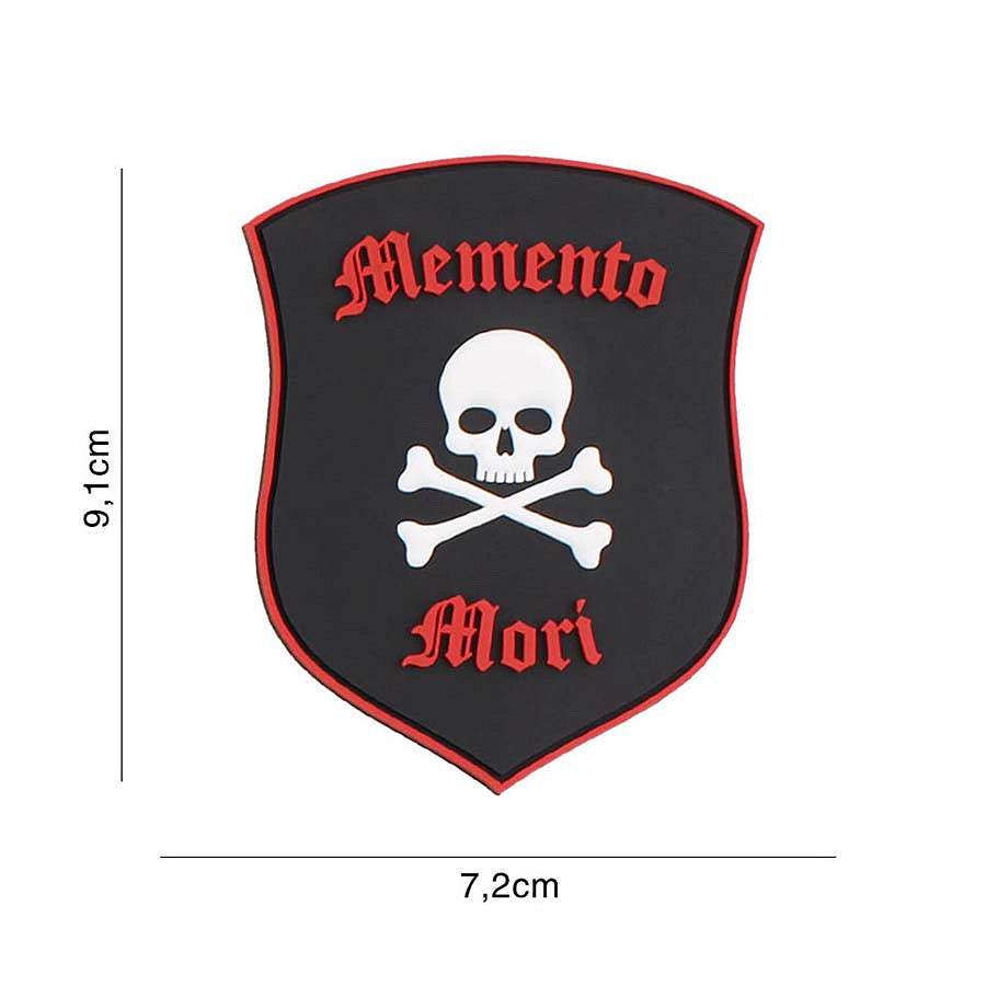 Embleem 3D PVC Memento Mori Negru/Roșu - Mesaj Clar, Atitudine Fermă