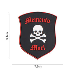 Embleem 3D PVC Memento Mori Negru/Roșu - Mesaj Clar, Atitudine Fermă