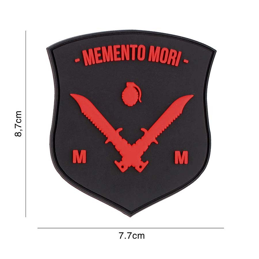 Embleem 3D PVC Memento Mori Shield Dolk Negru/Roșu - Simbol Personal și Motivație