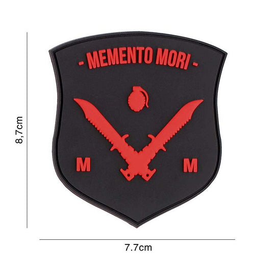 Embleem 3D PVC Memento Mori Shield Dolk Negru/Roșu - Simbol Personal și Motivație