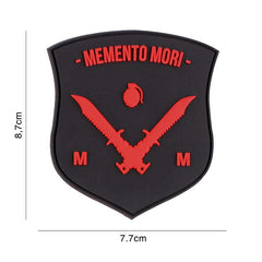 Embleem 3D PVC Memento Mori Shield Dolk Negru/Roșu - Simbol Personal și Motivație