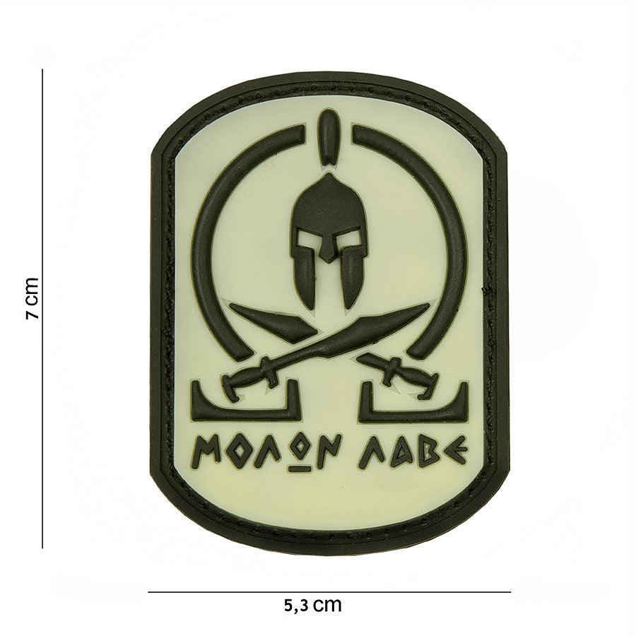 Embleem 3D PVC Molon Labe Spartan WHITE - Afirmă-ți Curajul, Fără Cuvinte
