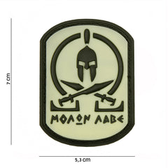 Embleem 3D PVC Molon Labe Spartan WHITE - Afirmă-ți Curajul, Fără Cuvinte