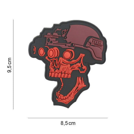 Embleem 3D PVC Night vision skull rood - Identitate Tactică de Impact
