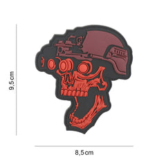 Embleem 3D PVC Night vision skull rood - Identitate Tactică de Impact