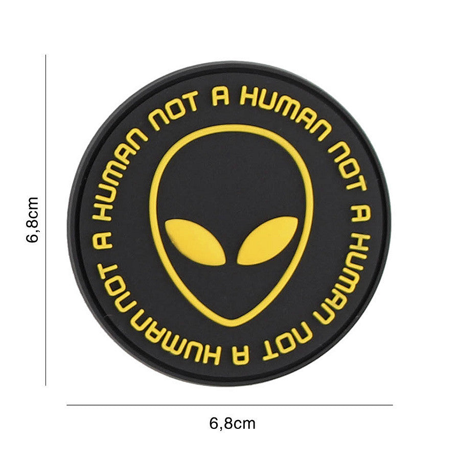 Embleem 3D PVC Not human #9070 Negru/Galben - Exprimă-ți Atitudinea Tactică