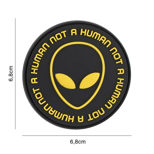 Embleem 3D PVC Not human #9070 Negru/Galben - Exprimă-ți Atitudinea Tactică
