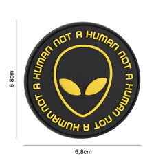 Embleem 3D PVC Not human #9070 Negru/Galben - Exprimă-ți Atitudinea Tactică
